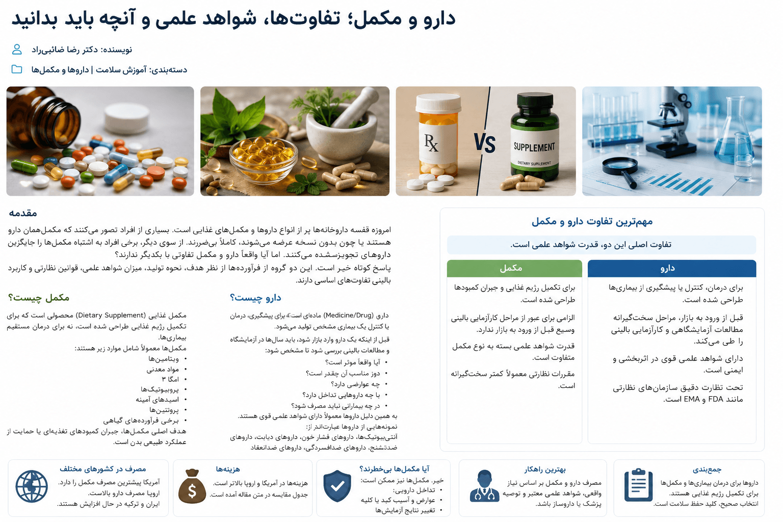 دارو و مکمل؛ تفاوتها، شواهد علمی و آنچه باید بدانید